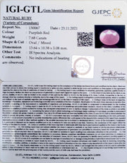 8.52 Ratti Natural New Burma Ruby with Govt. Lab Certificate-(4551)